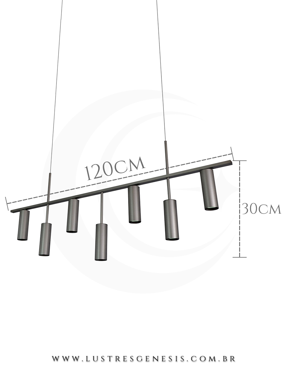 Lustre Pendente Retangular Pipe B7 Preto Minimalista para Balcão de Cozinha, Bancada Area Gourmet, Sala de Jantar e Suite Master